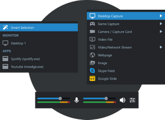 XSplit Broadcaster has a simple function to add the video and audio sources you need