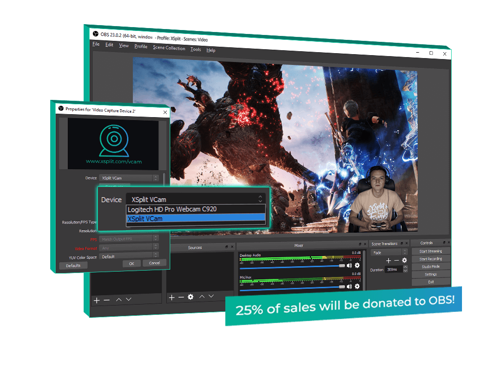 XSplit VCam: OBS 中的虚拟绿色屏幕 XSplit