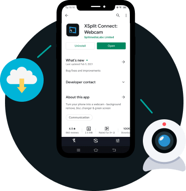 Faça o download do XSplit Connect: Webcam na App Store ou Play Store