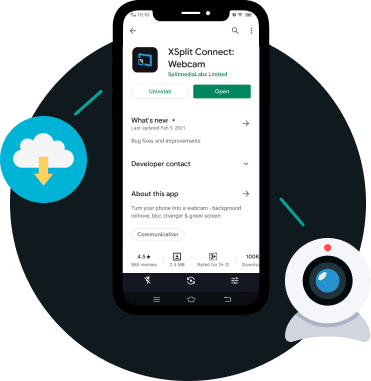 Faça o download do XSplit Connect: Webcam na App Store ou Play Store