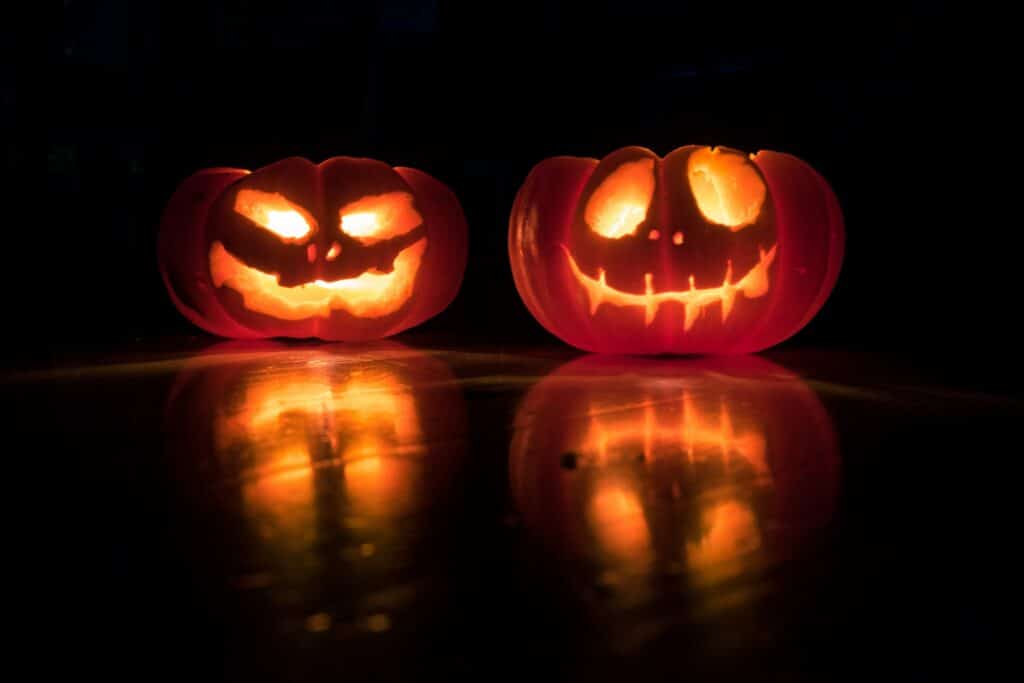 Two Jack'o'lanterns spooky webcam backgrounds