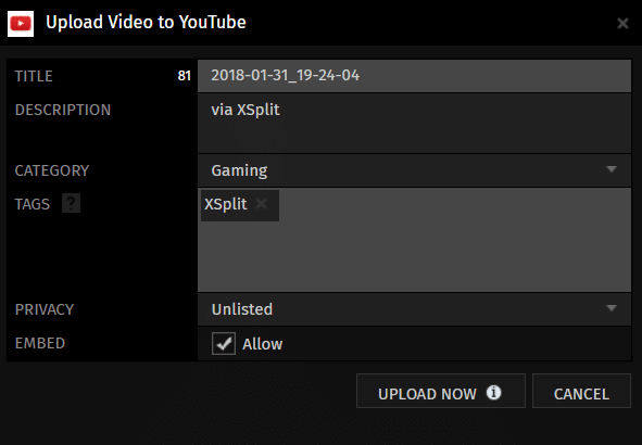 Upload directly to YouTube