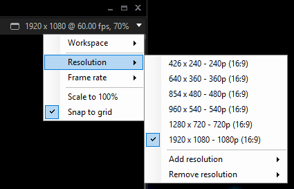 XSplit Broadcaster resolution settings