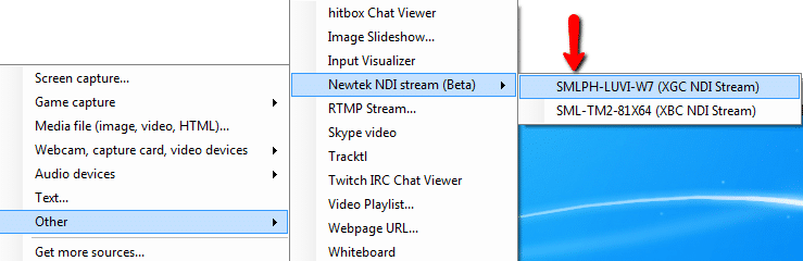 XSplit Broadcaster Sources NewTek NDI Stream