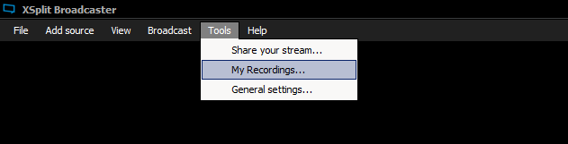 XSplit Broadcaster My Recordings