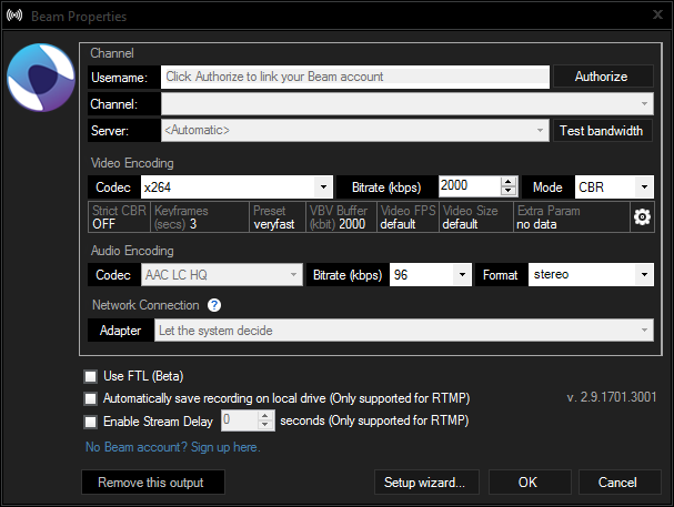 XSplit Beam Properties