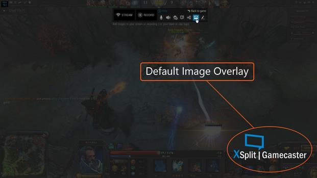 XSplit Gamecaster logo is the default image overlay