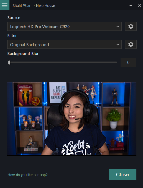 XSplit VCam Logitech Camera