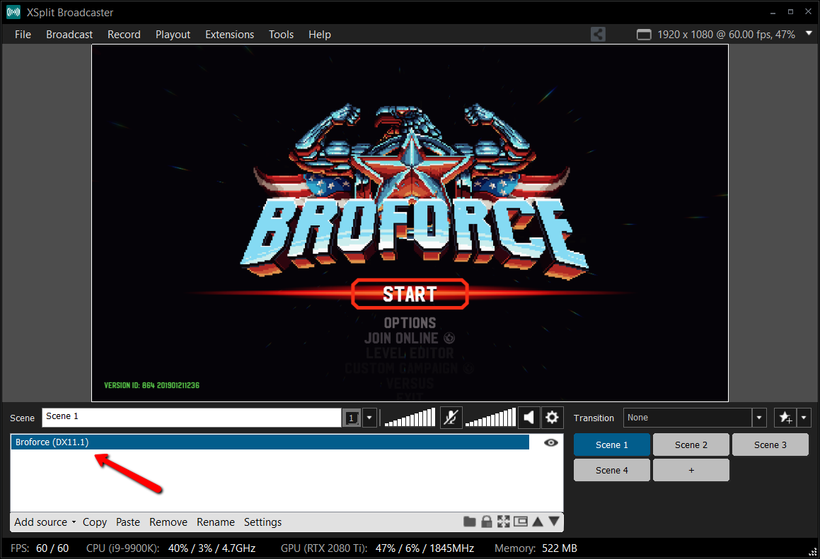 XSplit Broadcaster add gameplay