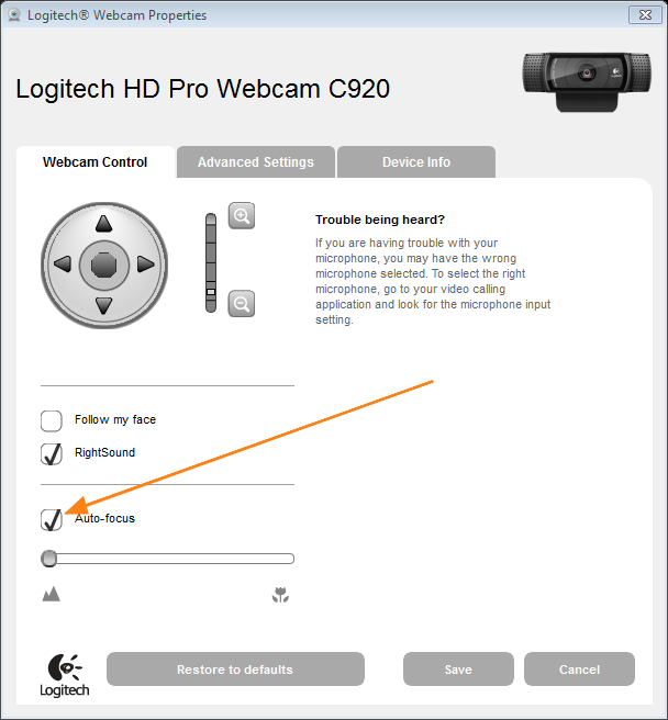 Logitech camera settings