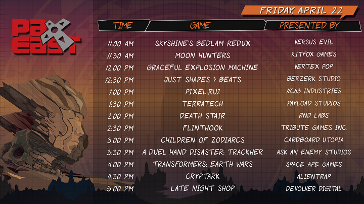 PAX East 2016 Friday Schedule