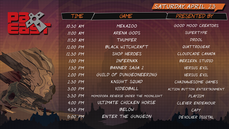 PAX East 2016 Saturday Schedule