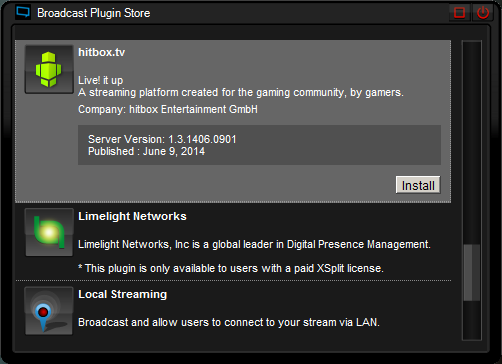 XSplit Broadcast Plugin Store