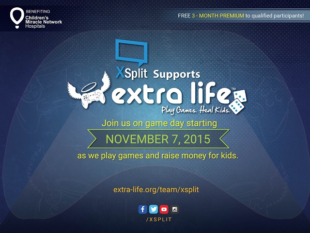 XSplit supports Extra Life 2015