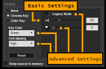 basic and advanced chroma key settings