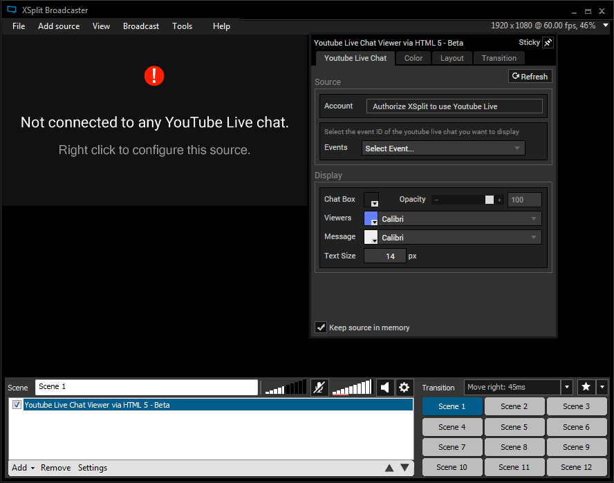 XSplit Broadcaster YouTube Live Chat Viewer